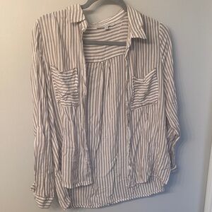 Love Tree Striped Button-Up Blouse